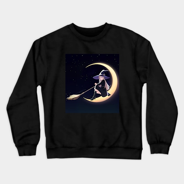 Witch Broomstick Crewneck Sweatshirt by Manzo Carey